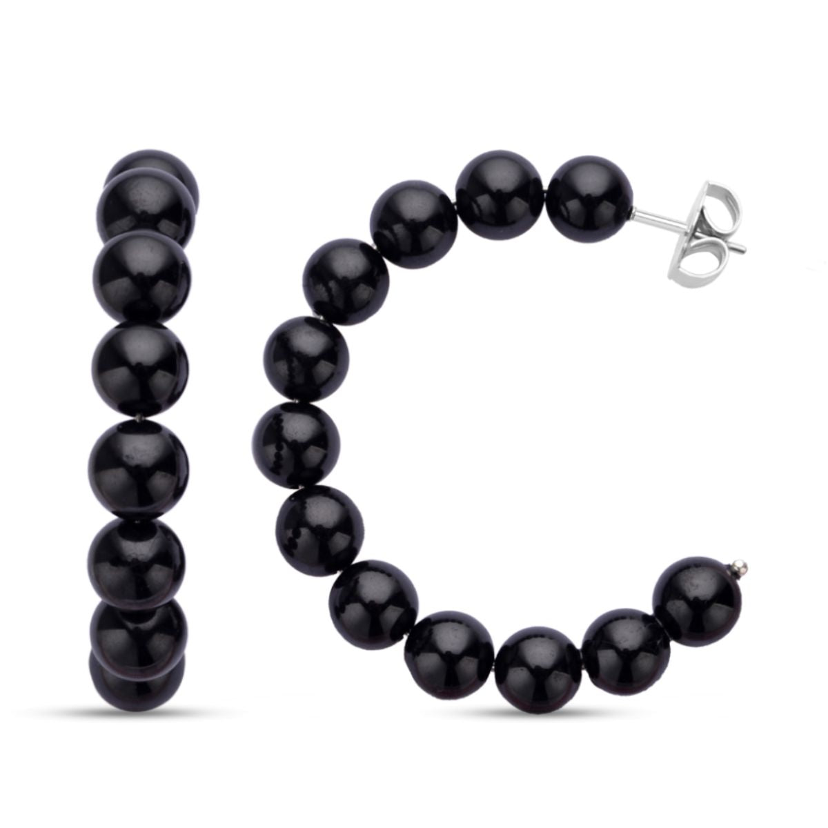 Schwarze Spinell Creolen, 316L Edelstahl ca. 95.00 ct