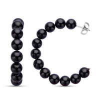 Schwarze Spinell Creolen, 316L Edelstahl ca. 95.00 ct