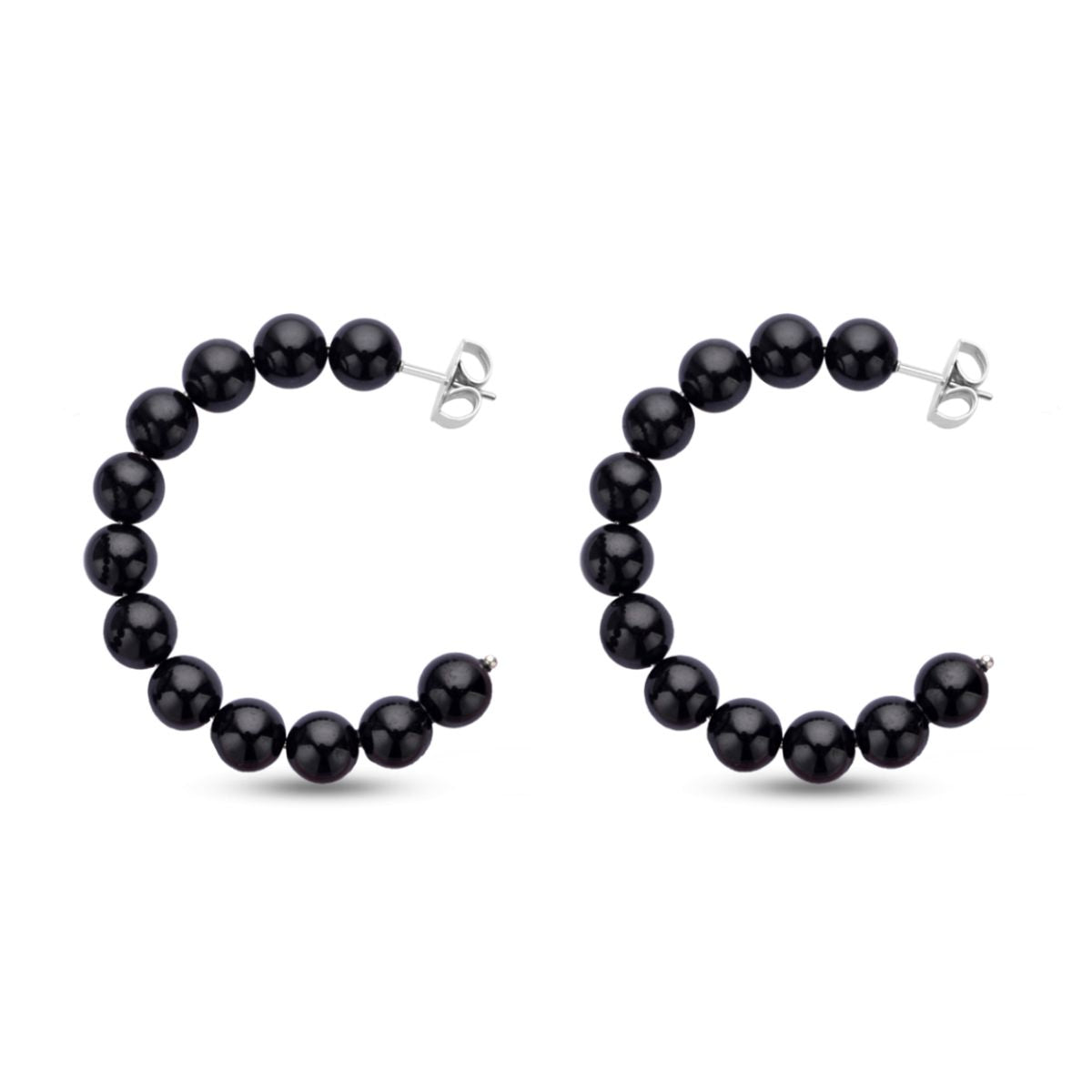 Schwarze Spinell Creolen, 316L Edelstahl ca. 95.00 ct