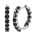 Schwarze Turmalin Creolen, 925 Silber platiniert ca. 7,22 ct