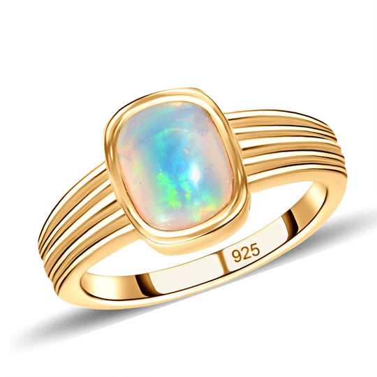 Natürlicher, äthiopischer Welo Opal Ring, 925 Silber vergoldet , ca. 1.50 ct