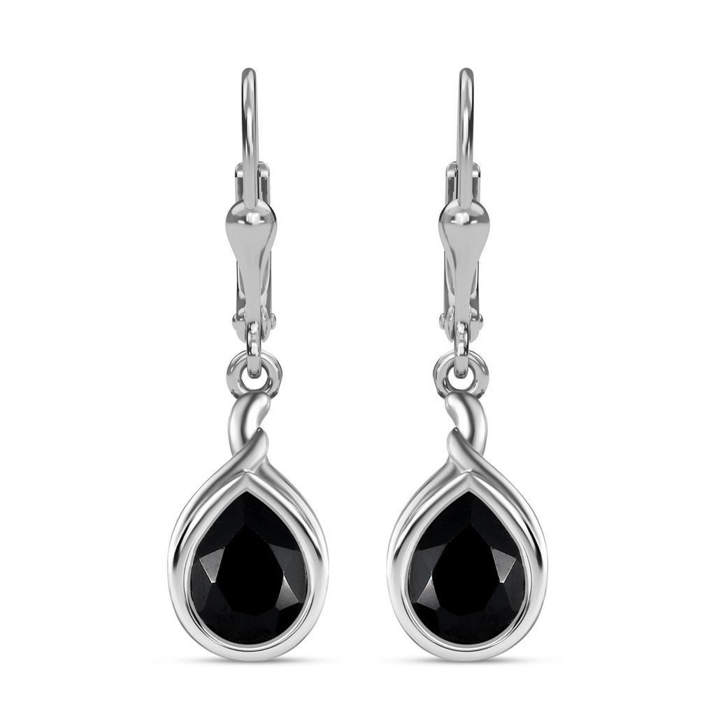 Schwarze Spinell Ohrringe, 925 Silber platiniert ca. 5.65 ct
