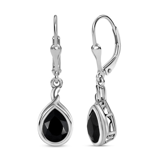 Schwarze Spinell Ohrringe, 925 Silber platiniert ca. 5.65 ct