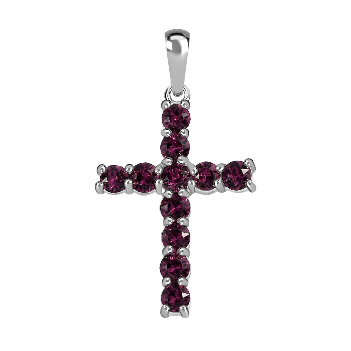 Violetter Kristall-Kreuzanhänger, 925 Silber ca. 0.81 ct