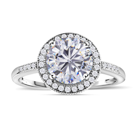 Lustro Stella - Weißer Zirkonia Ring, 925 Silber platiniert ca. 3.65 ct