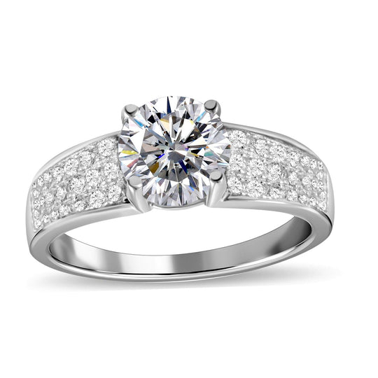 Lustro Stella - Weißer Zirkonia Ring, 925 Silber platiniert ca. 2.55 ct