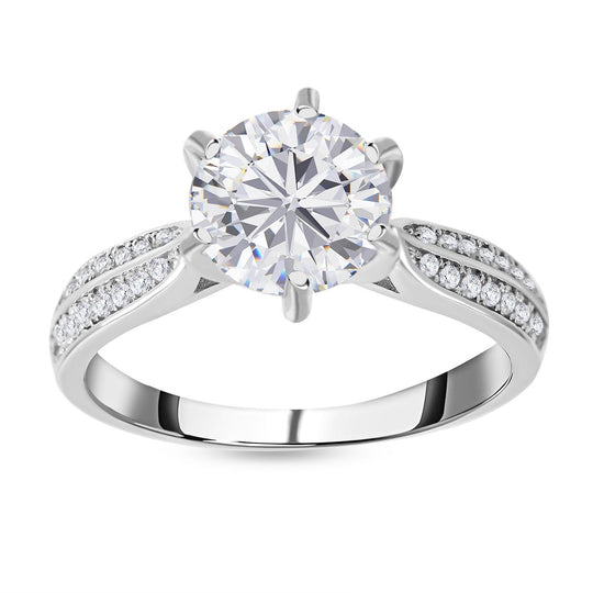 Lustro Stella - Weißer Zirkonia Ring, 925 Silber platiniert ca. 3.69 ct