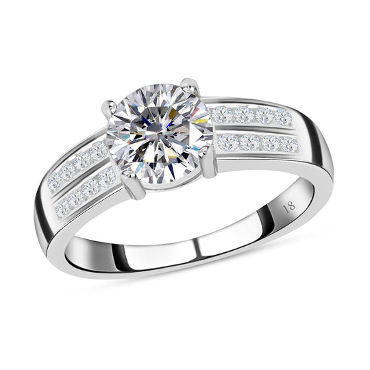 Lustro Stella - Weißer Zirkonia Ring, 925 Silber platiniert ca. 2,52 ct