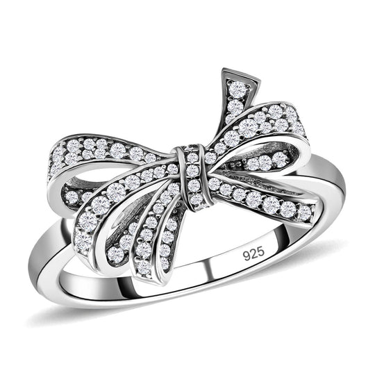 Lustro Stella - Weißer Zirkonia Ring, 925 Silber platiniert ca. 1,00 ct