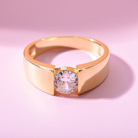 Lustro Stella - Weißer Zirkonia Ring, 925 Silber vergoldet ca. 1,40 ct