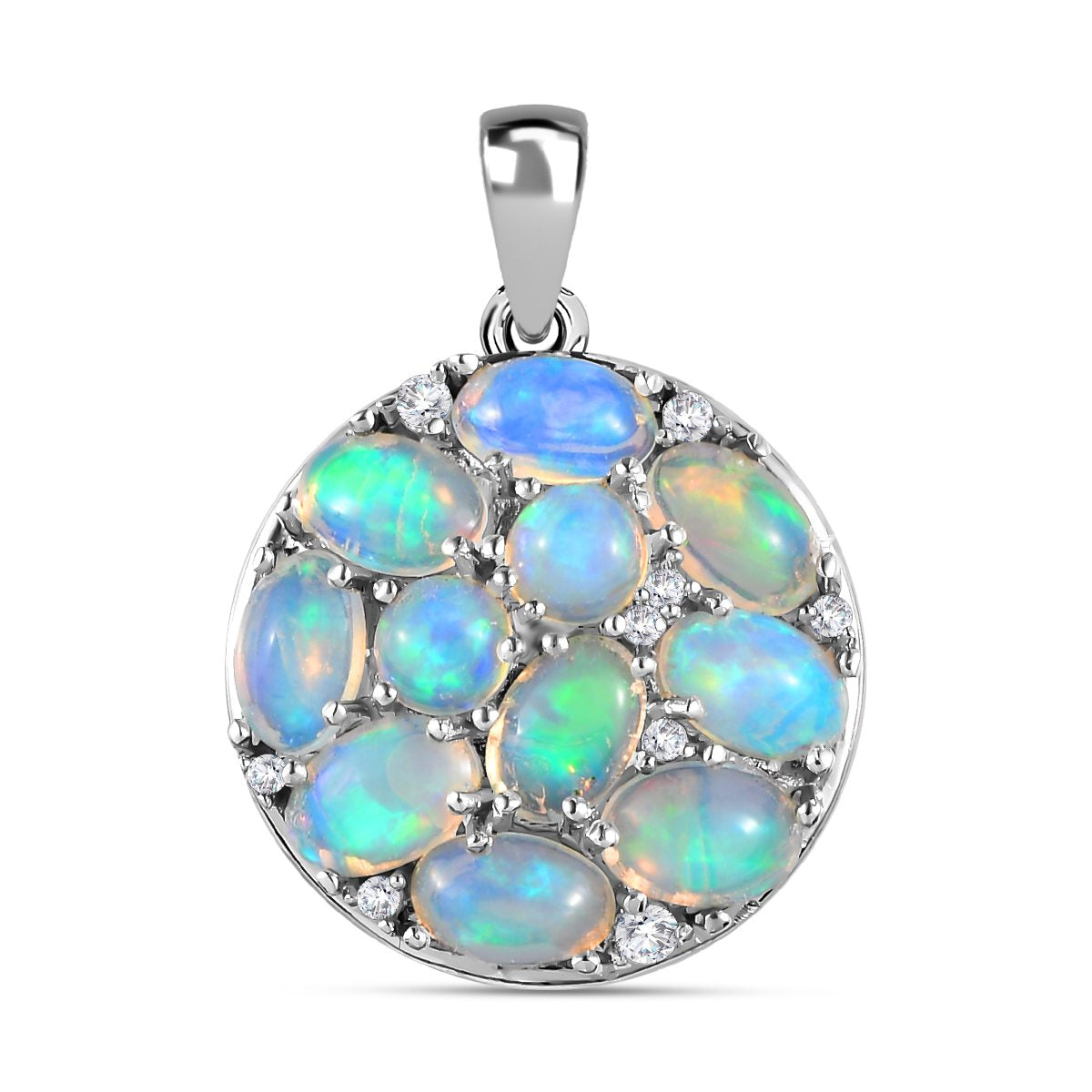 Natürlicher, äthiopischer Welo Opal Anhänger, 925 Silber platiniert ca. 3.43 ct