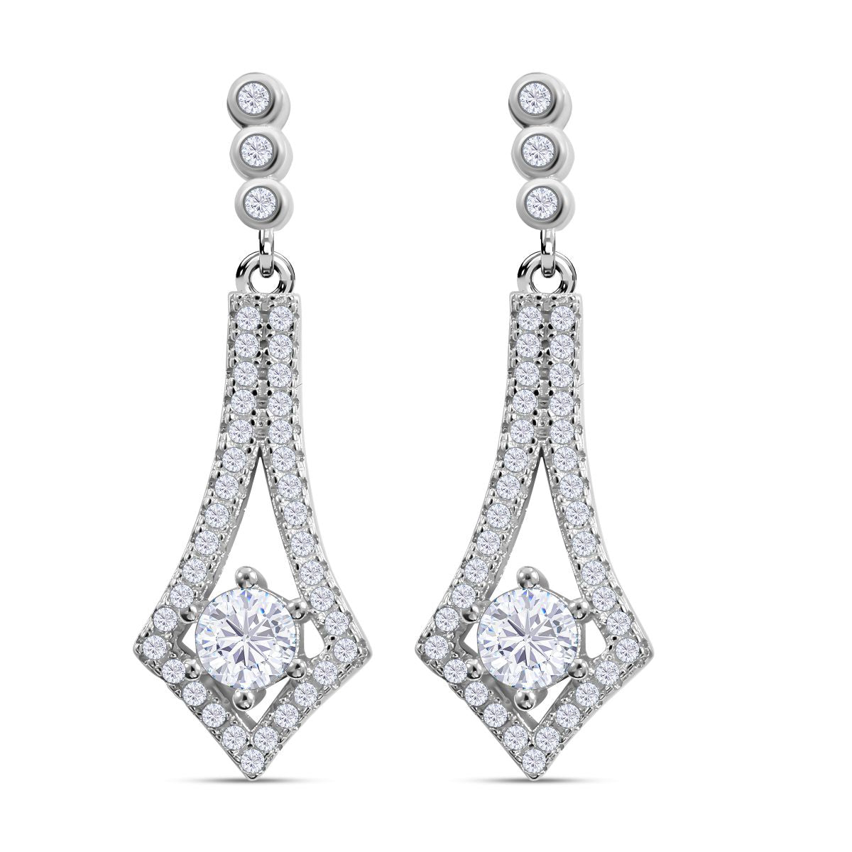 Lustro Stella - Weiße Zirkonia Ohrringe, 925 Silber platiniert ca. 1.60 ct
