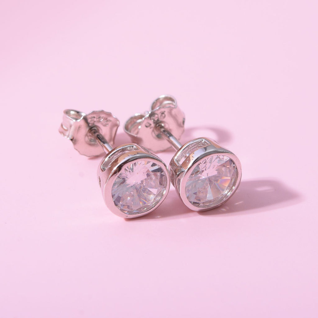 Lustro Stella - Weiße Zirkonia Ohrringe, 925 Silber platiniert ca. 2.80 ct