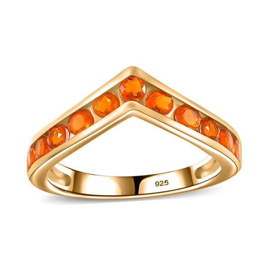 Salamanca Feueropal Ring 925 Silber vergoldet ca. 0.69 ct