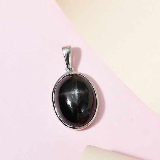 Schwarzer Stern Diopsid-Anhänger, 925 Silber platiniert ca. 24.05 ct