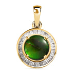 Kanadische Ammolit und weißer Diamant Anhänger, 925 Silber vergoldet, ca. 1.30 ct