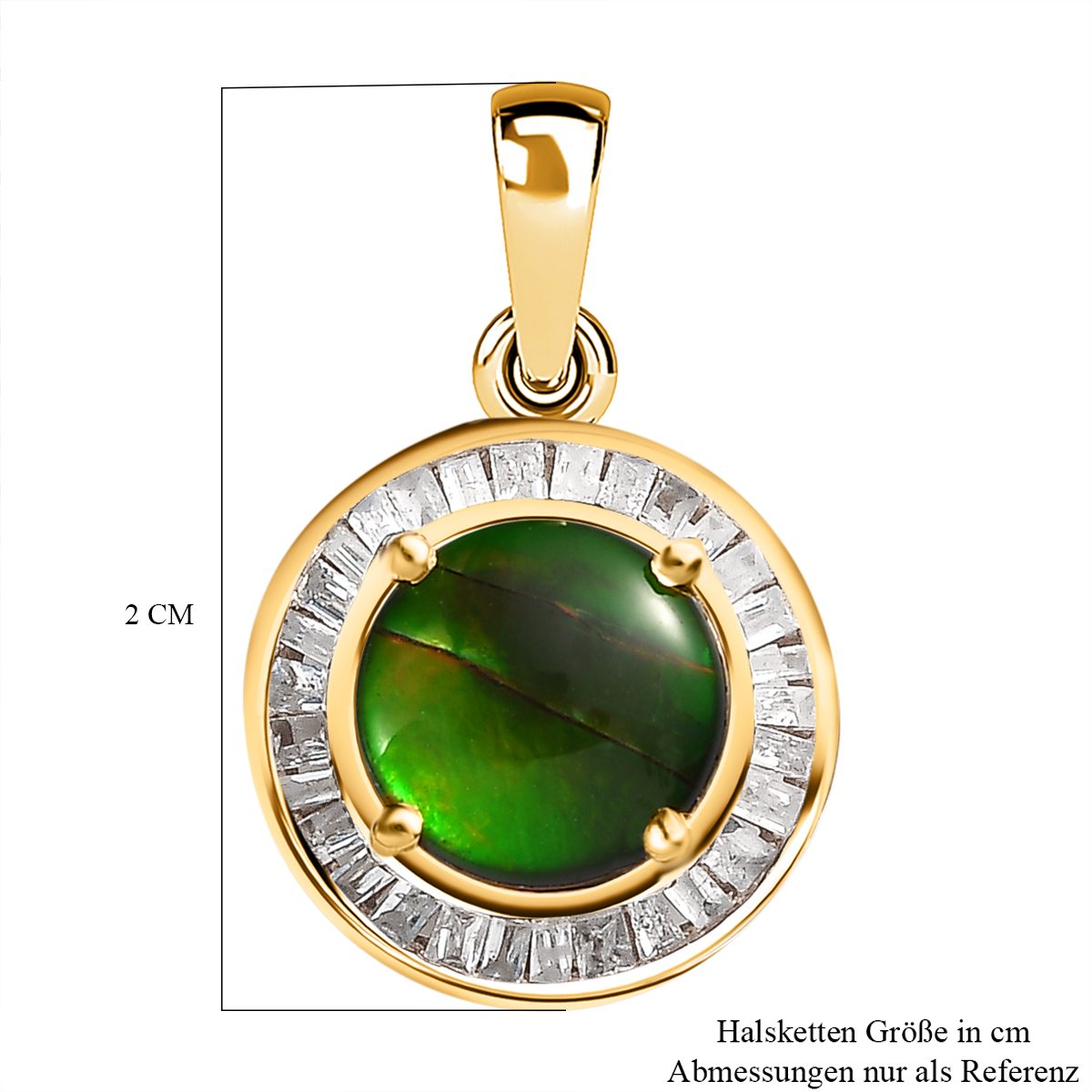 Kanadische Ammolit und weißer Diamant Anhänger, 925 Silber vergoldet, ca. 1.30 ct