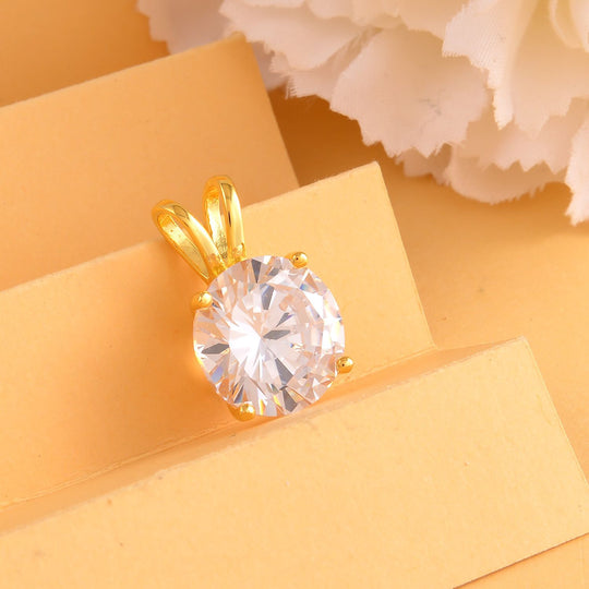 Weißer Zirkonia Anhänger, 925 Silber vergoldet ca. 5,00 ct