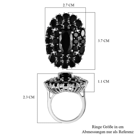 Schwarzer Turmalin Ring, 925 Silber platiniert ca. 14.92 ct