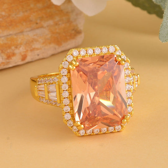Champagner Zirkonia, weißer Zirkonia Ring, Messing (Größe 16.00) ca. 19,05 ct