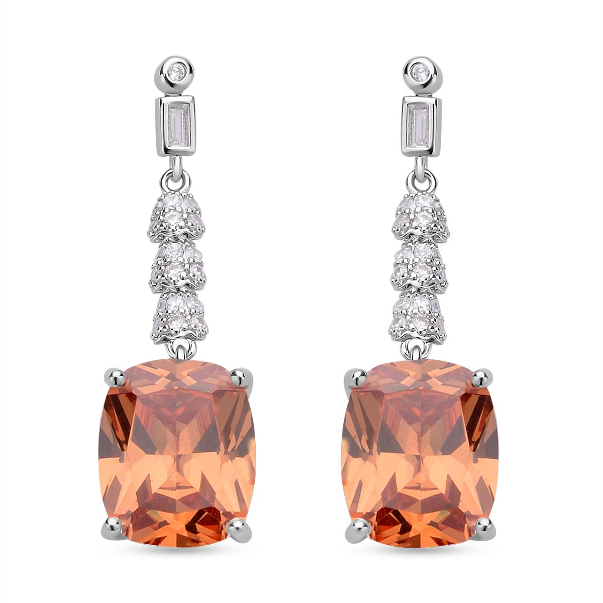 Champagner und weiße Zirkonia Ohrringe, Edelstahl ca. 18.47 ct