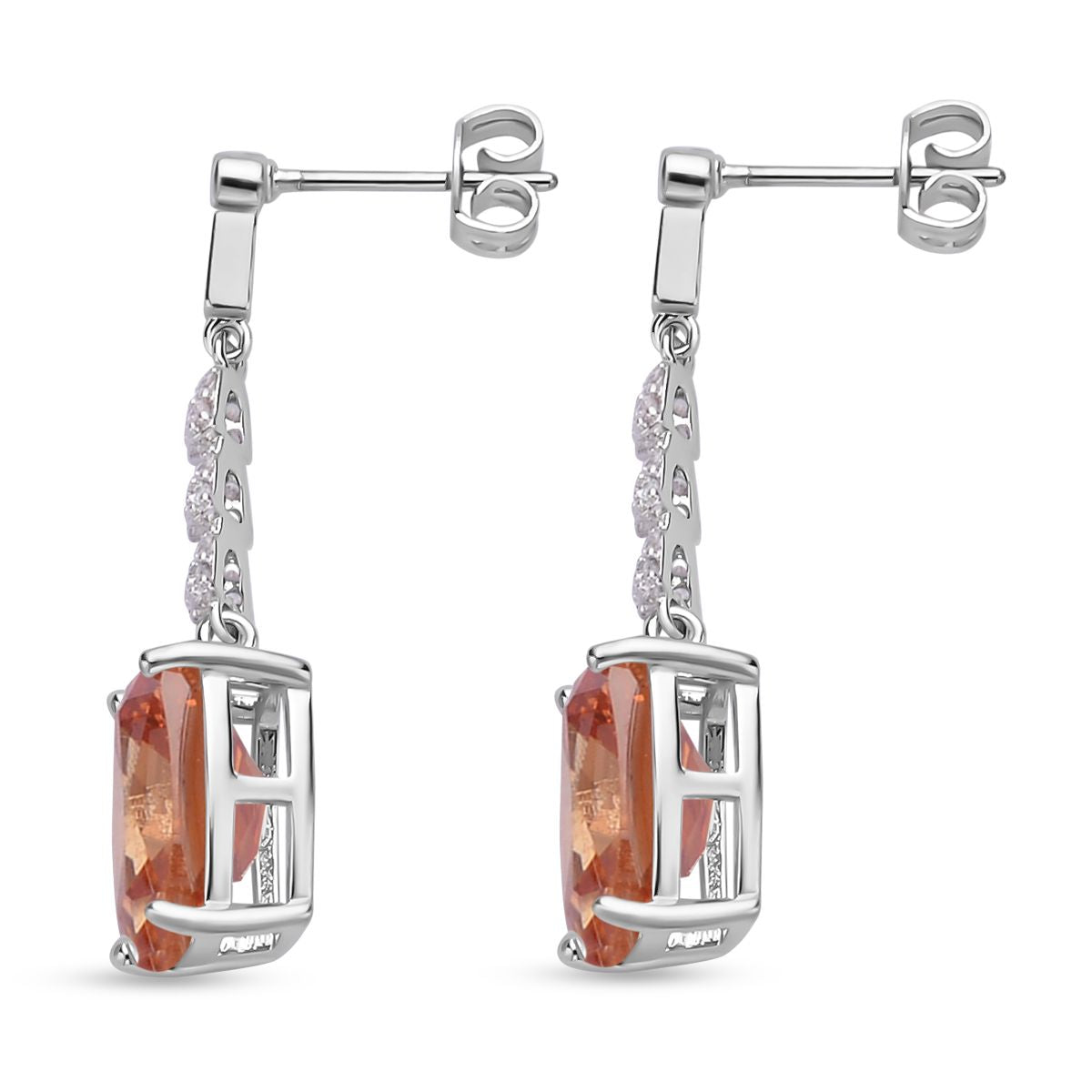 Champagner und weiße Zirkonia Ohrringe, Edelstahl ca. 18.47 ct