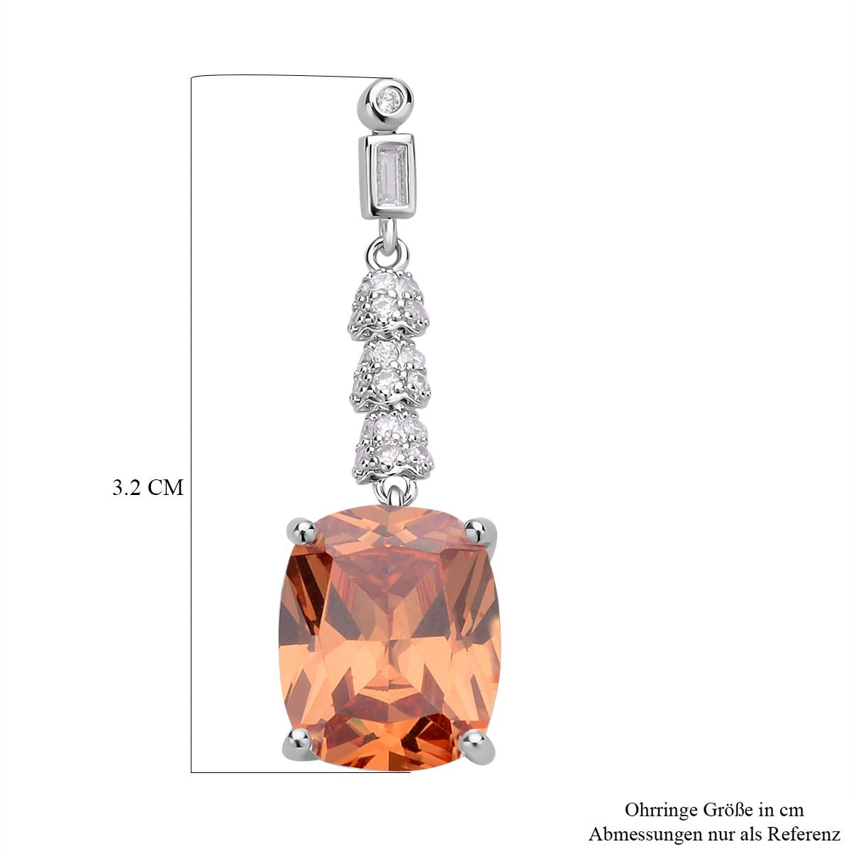 Champagner und weiße Zirkonia Ohrringe, Edelstahl ca. 18.47 ct
