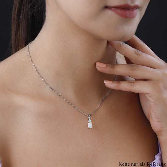 Natürlicher, äthiopischer Welo Opal Anhänger, 925 Silber platiniert ca. 0.71 ct