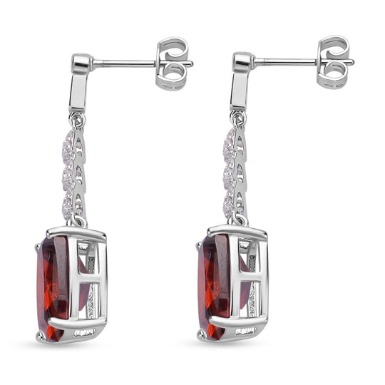 Rote und weiße Zirkonia Ohrringe, Edelstahl ca. 18.47 ct