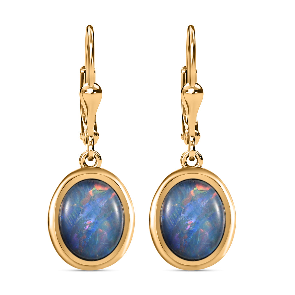 Boulder Opal Triplette Ohrringe, 925 Silber vergoldet ca. 6.00 ct