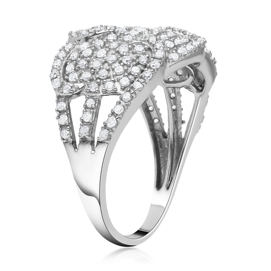 Weißer Diamant Ring, 925 Silber platiniert (Größe 20.00) ca. 1.00 ct