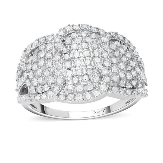 Weißer Diamant Ring, 925 Silber platiniert (Größe 20.00) ca. 1.00 ct