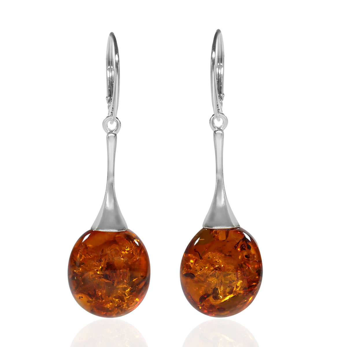 Natürliche, baltische Bernstein Ohrringe, 925 Silber ca. 35.00 ct