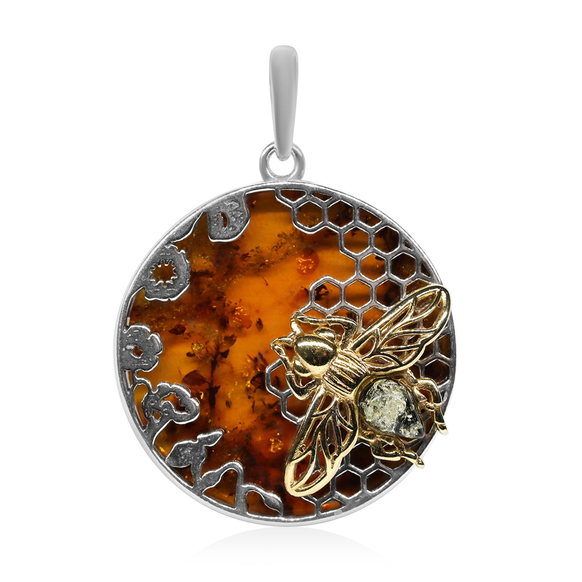 Natürlicher, baltischer Bernstein Anhänger, 925 Silber ca. 6.25 ct