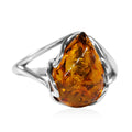 Natürlicher, künstlerischer, birnenförmiger, baltischer, Bernstein-Ring, Größe 18-21, 5 ct.