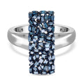 Blauer Diamant Ring, 925 Silber platiniert (Größe 18.00) ca. 0.50 ct