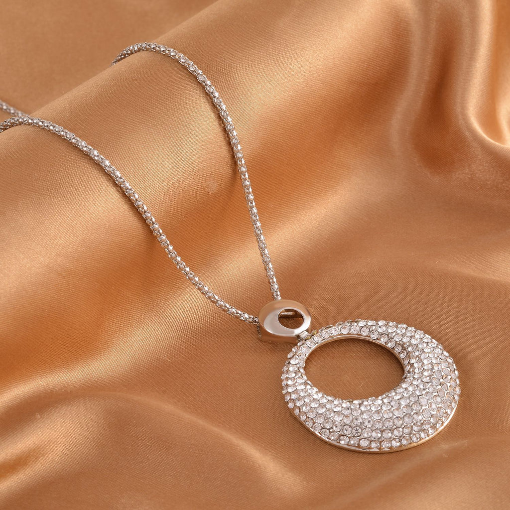 Weiße Kristall Halskette, silberfarben ca. 73.75 cm 5.00 ct