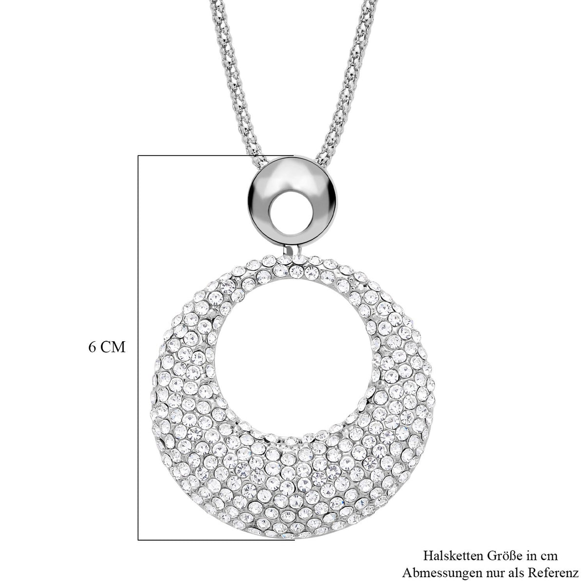 Weiße Kristall Halskette, silberfarben ca. 73.75 cm 5.00 ct