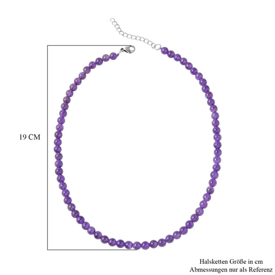 Afrikanische Amethyst Halskette, (5-7mm), ca. 45 cm, Edelstahl ca. 130.00 ct