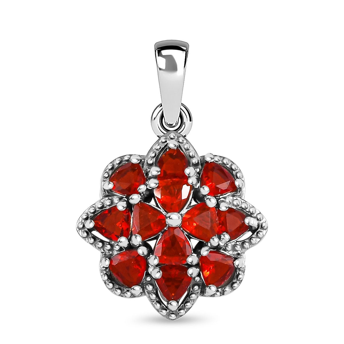 Mexikanischer Kirschfeuer-Opal Anhänger 925 Silber platiniert ca. 0.88 ct