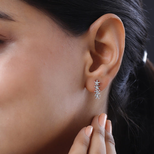 Weiße Diamant Ohrringe, 925 Silber platiniert ca. 0.05 ct