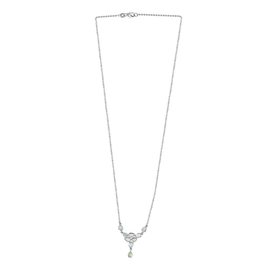 Natürlicher, äthiopischer Welo Opal Halskette ca. 50 cm 925 Silber platiniert ca. 1,13 ct