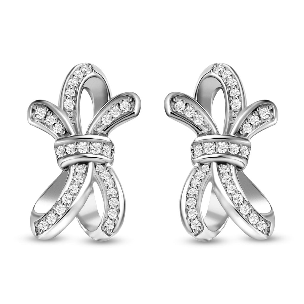 GP Amore Ribbon Kollektion - weiße Diamant Ohrringe, 925 Silber platiniert ca. 0.33 ct