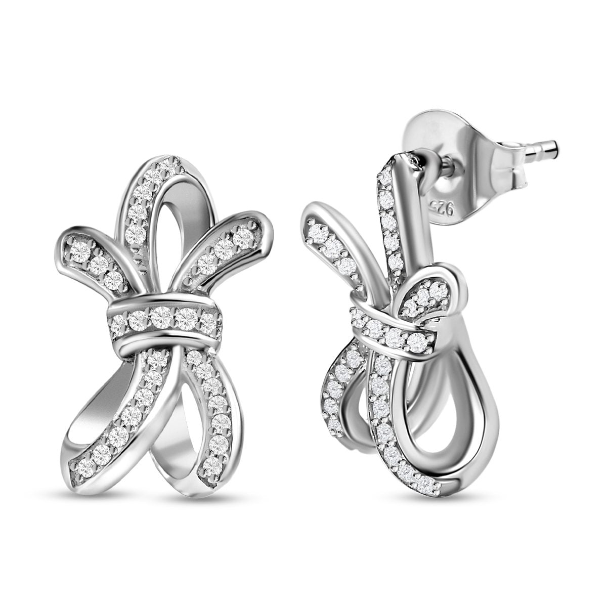 GP Amore Ribbon Kollektion - weiße Diamant Ohrringe, 925 Silber platiniert ca. 0.34 ct