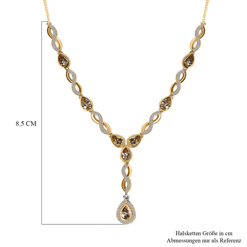 AAA Turkizit, weißes Zirkon Collier, ca. 45 cm, 925 Silber Gelbgold Vermeil ca. 4.57 ct