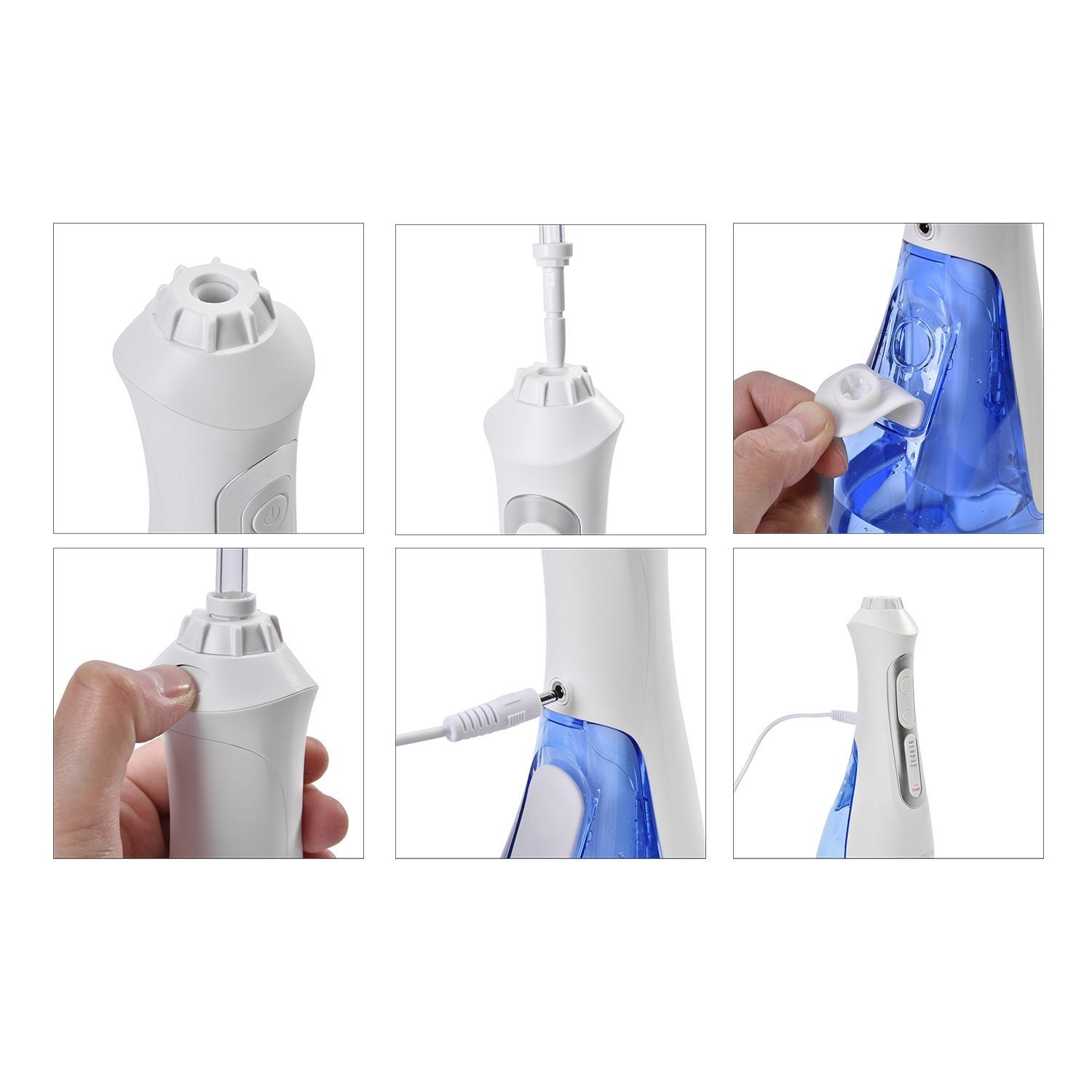 Beautech SG-833 Wasserflosser mit 8 Düsen, 3 Modi und drehbarer Düse, IPX7 wasserdicht, 300ml abnehmbarer Wassertank