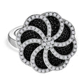 GP Italienische Garten Kollektion - weißer Diamant und Kanchanaburi blauer Saphir Ring, 925 Silber platiniert (Größe 18.00) ca. 0.50 ct