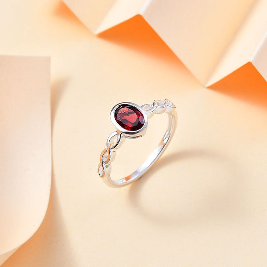 Roter Granat Ring 925 Silber ca. 0,92 ct
