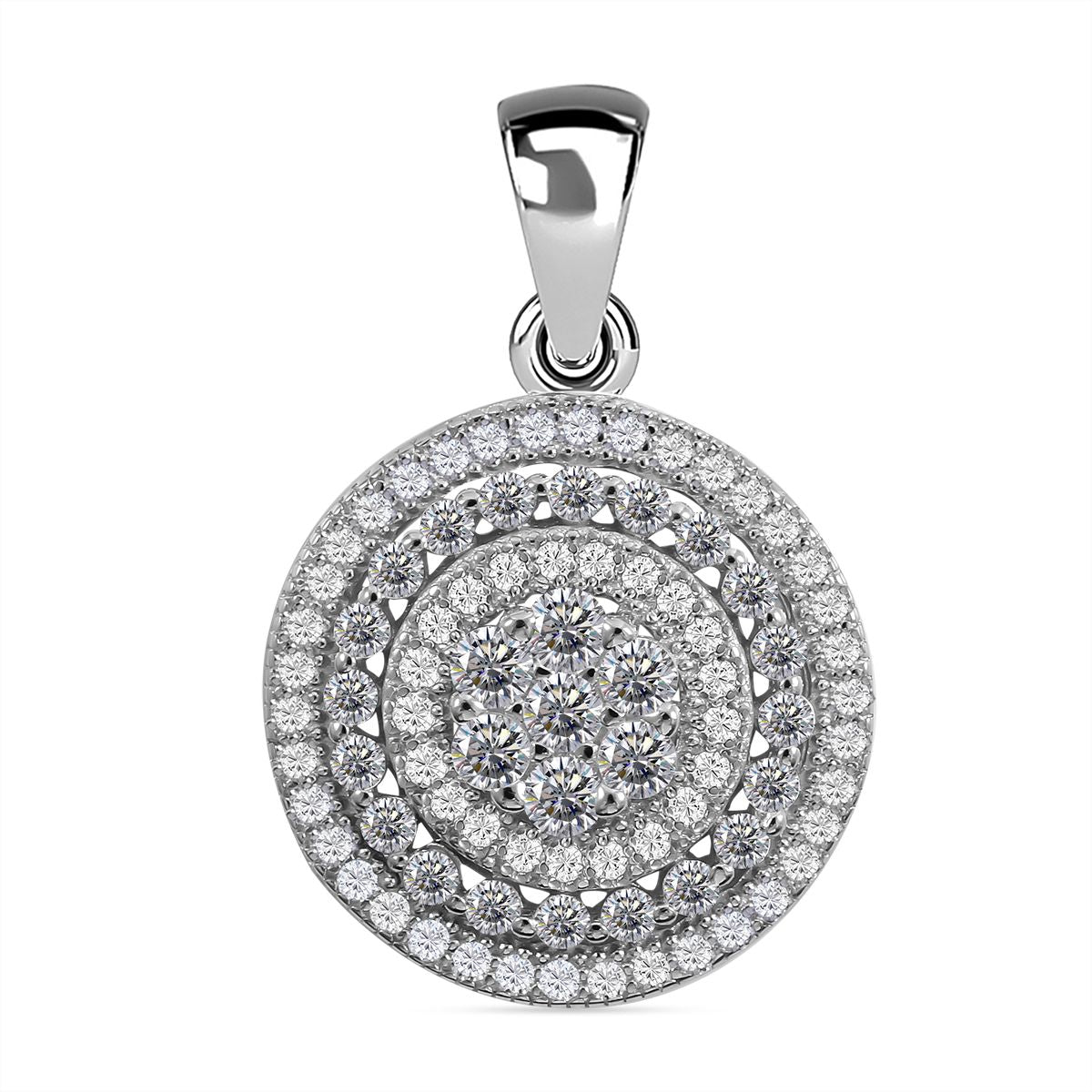 Lustro Stella - Weißer Zirkonia Anhänger, 925 Silber platiniert, ca. 1.26 ct