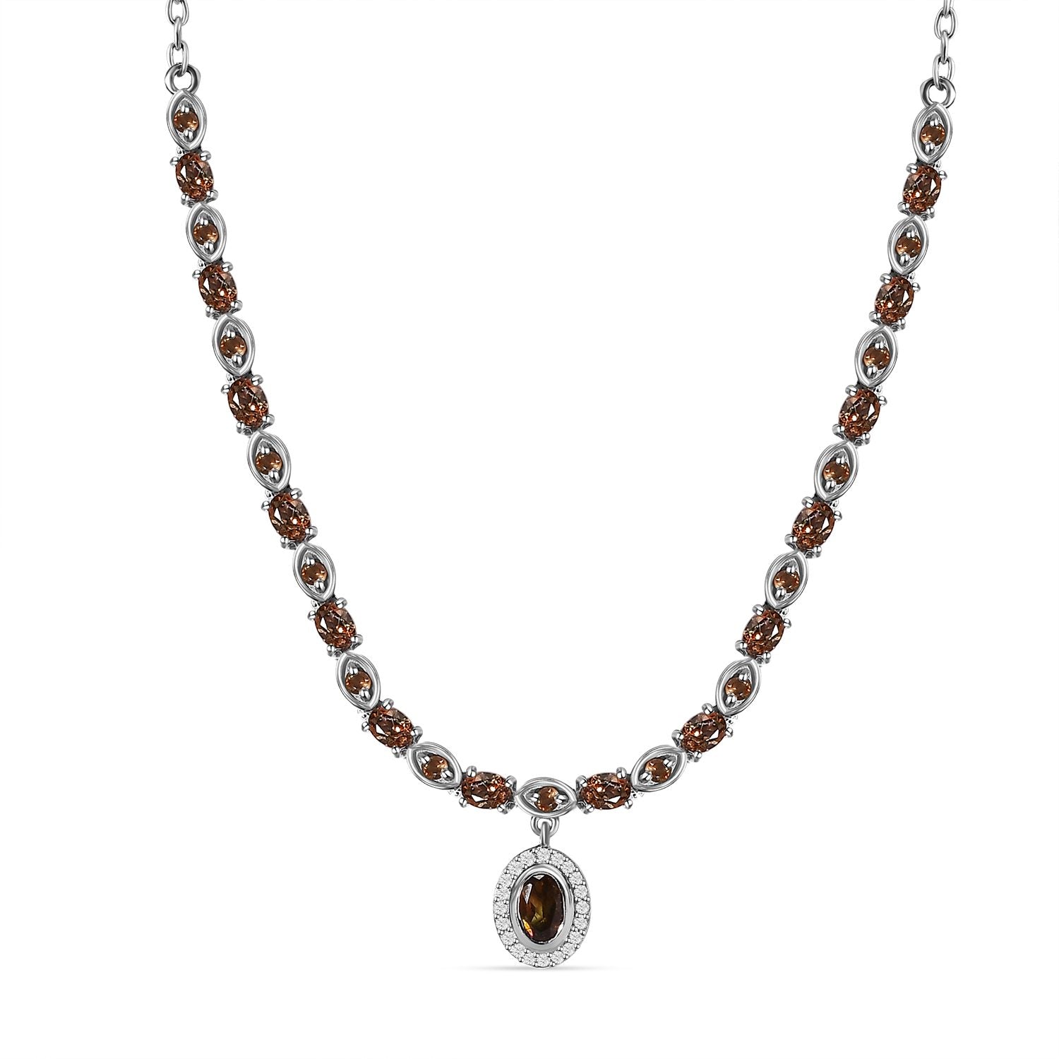 Natürlicher Jenipapo Andalusit Halskette, ca. 45 cm, 925 Silber platiniert, ca. 3.52 ct